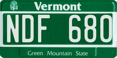 VT license plate NDF680