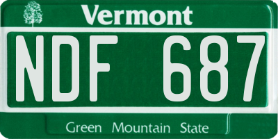 VT license plate NDF687