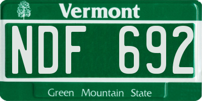 VT license plate NDF692