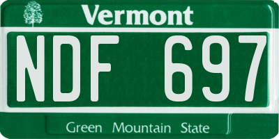 VT license plate NDF697