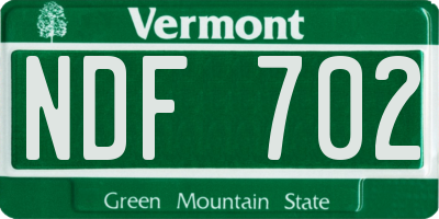 VT license plate NDF702