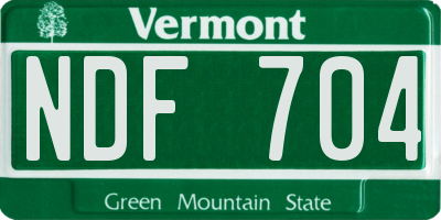 VT license plate NDF704