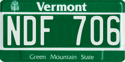 VT license plate NDF706