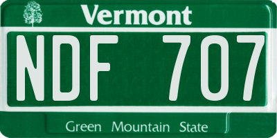 VT license plate NDF707