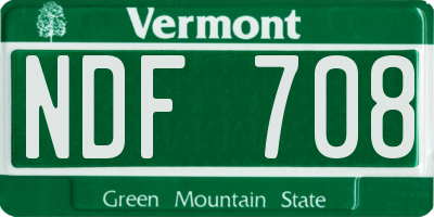 VT license plate NDF708
