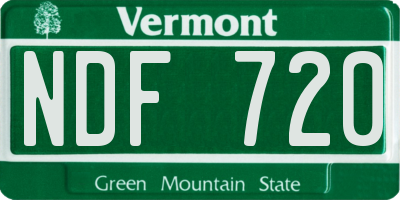VT license plate NDF720
