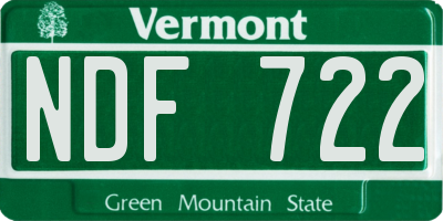VT license plate NDF722