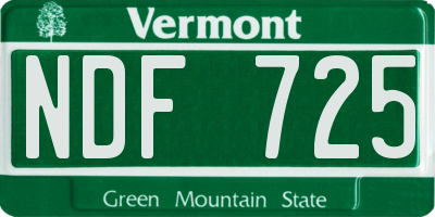 VT license plate NDF725
