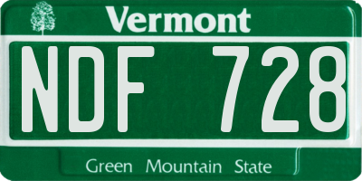 VT license plate NDF728