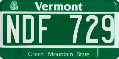 VT license plate NDF729