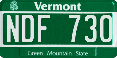 VT license plate NDF730