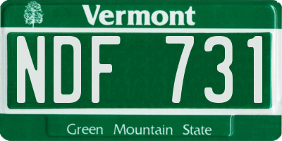 VT license plate NDF731