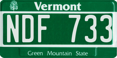 VT license plate NDF733