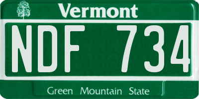 VT license plate NDF734
