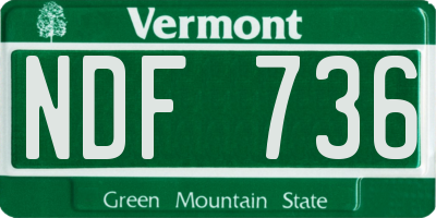 VT license plate NDF736