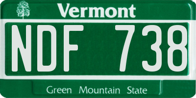VT license plate NDF738
