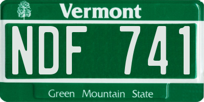 VT license plate NDF741