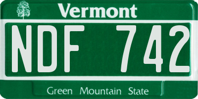 VT license plate NDF742