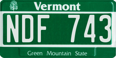 VT license plate NDF743