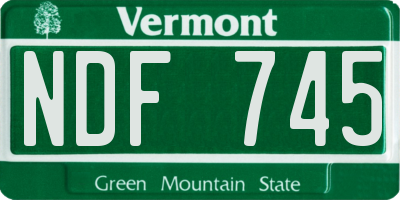 VT license plate NDF745