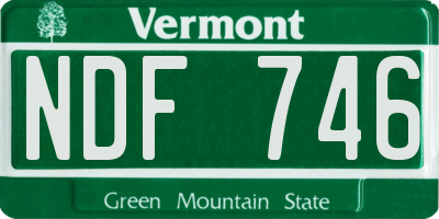 VT license plate NDF746
