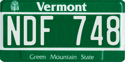 VT license plate NDF748