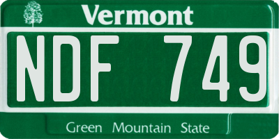 VT license plate NDF749