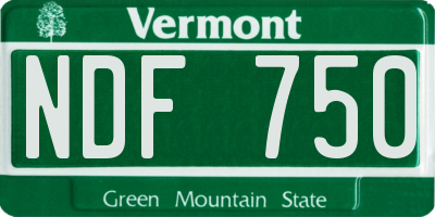 VT license plate NDF750