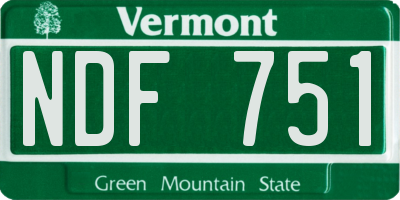 VT license plate NDF751