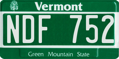 VT license plate NDF752