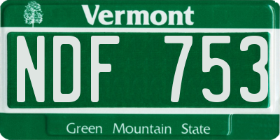 VT license plate NDF753