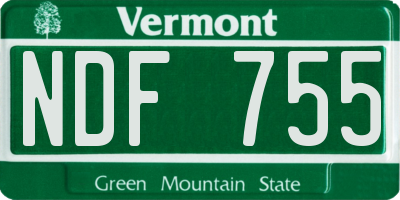 VT license plate NDF755