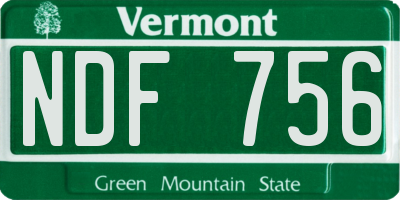 VT license plate NDF756