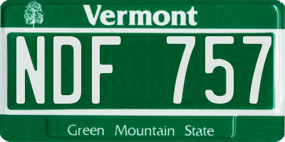 VT license plate NDF757
