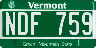 VT license plate NDF759
