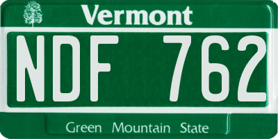 VT license plate NDF762