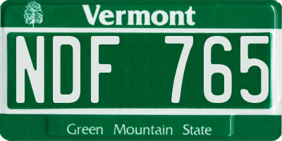 VT license plate NDF765