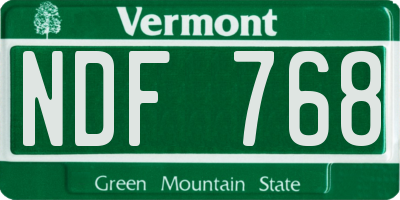 VT license plate NDF768
