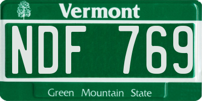 VT license plate NDF769