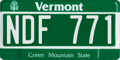 VT license plate NDF771
