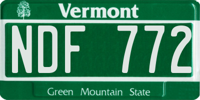 VT license plate NDF772