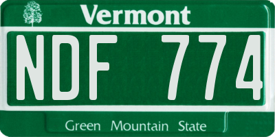 VT license plate NDF774