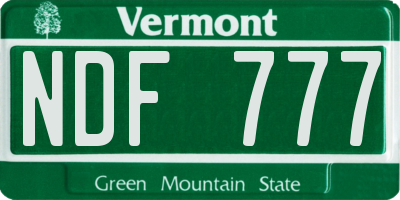 VT license plate NDF777