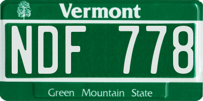 VT license plate NDF778