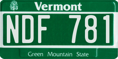 VT license plate NDF781