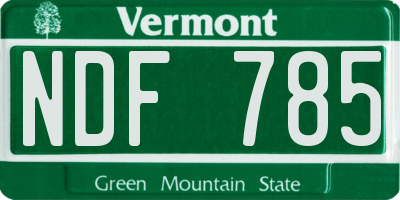 VT license plate NDF785