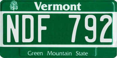 VT license plate NDF792