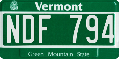 VT license plate NDF794