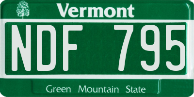 VT license plate NDF795