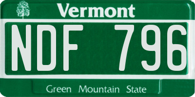 VT license plate NDF796